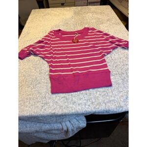 Poor women's size smallPink White Striped Dolman Sleeve Sweater  NWT